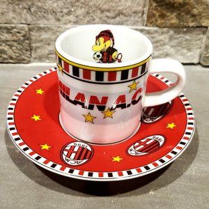 Vintage Collectible Football Soccer Espresso Cup Saucer Set A.C. Milan Fandom